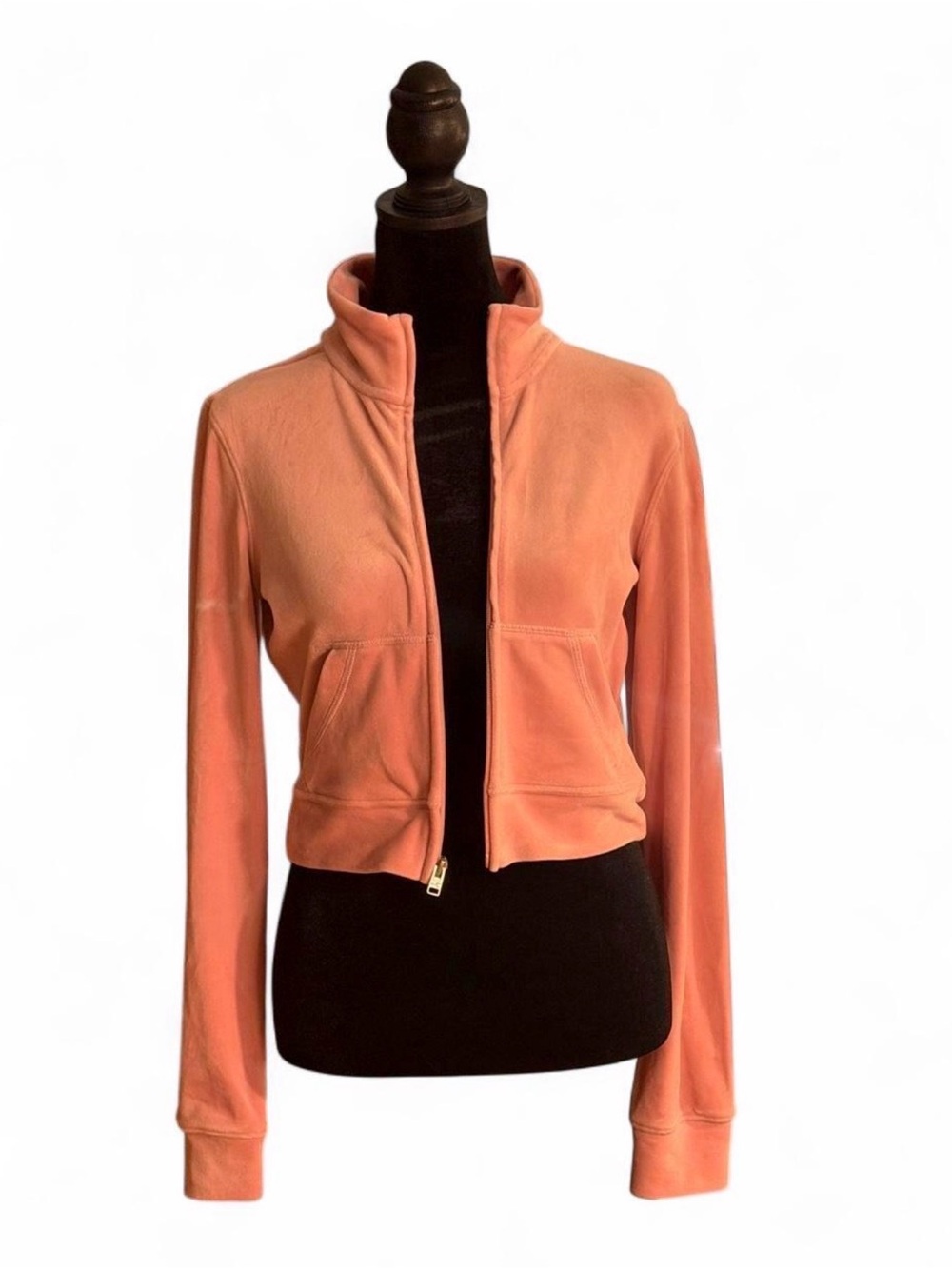 (824-3) Hollister Pink Velour Full Zip Track Jacket Extra Small XS Y2K